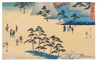Ando Hirohige, (1797-1858), depicting a riverscape scene, from the series Fifty-three Stations of the Tokaido.