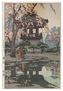 Hiroshi Yoshida, (1876-1950), In a Temple Yard
