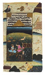 An Indian Illustrated Manuscript Leaf Height 11 5/8 x width 6 3/4 inches.