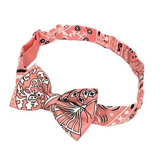 HERMES Hermes NOEUD PAPILLON FLEURS ET PAPILLONS DE TISSU flowering textile bow tie choker bracelet pink ROSEMALABAR / NOIR BLANC 100% silk aq5023