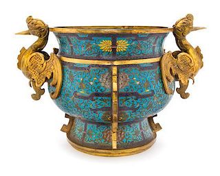 A Cloisonne Enamel Vessel Height 10 1/2 inches.