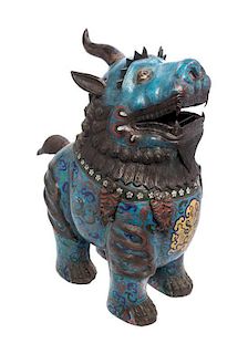 * A Cloisonne Enamel Qilin Form Censer Height 20 1/2 inches.