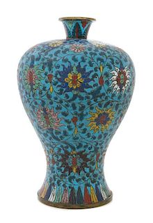 * A Cloisonne Enamel Vase, Meiping Height 11 1/2 inches.
