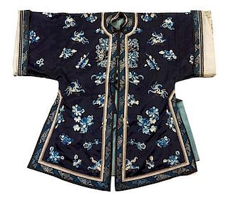 A Chinese Embroidered Silk Lady's Informal Robe Length 46 inches.