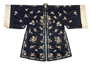 * A Chinese Embroidered Silk Lady's Informal Robe Length 43 inches.