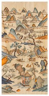 * A Chinese Kesi Silk Panel Height 38 x width 19 3/4 inches.