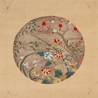 A Japanese Embroidered Silk Panel Height 28 3/4 x width 26 5/8 inches.