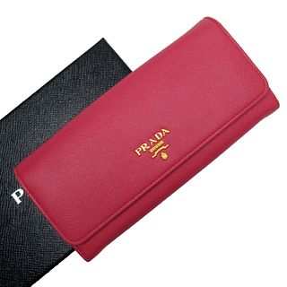 Prada Bi-Fold Wallet Pink Gold Saffiano Leather Ladies