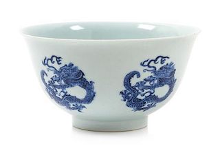 A Blue and White Porcelain Bowl Diameter 6 inches.