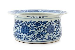 A Blue and White Porcelain Basin Height 4 3/4 inches.
