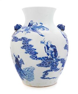 A Blue and White Porcelain Zun Vase Height 13 1/4 inches.
