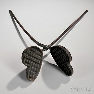 Wrought and Cast Iron Heart-shaped Waffle Iron