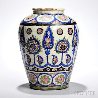 Large Polychrome Pottery Jar