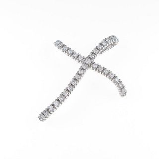 K18WG Cross Diamond Pendant
