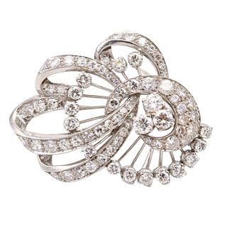 5.40 Carats Diamonds Platinum Art Deco Brooch
