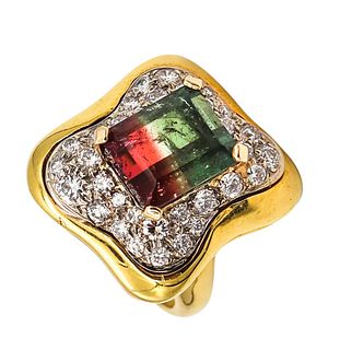 Cocktail Ring In 18Kt Gold With 7.13 Ctw Tourmaline & Diamonds