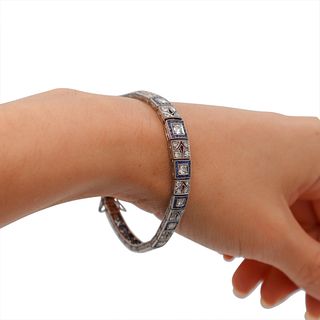 Diamonds, Sapphires & Platinum Bracelet