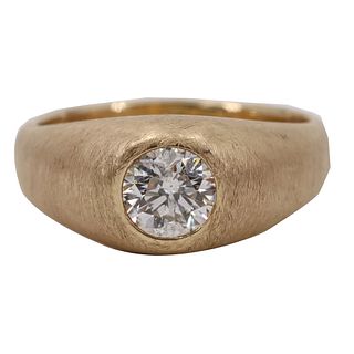 1.0 Carats Diamond 14k Gold Gipsy Ring