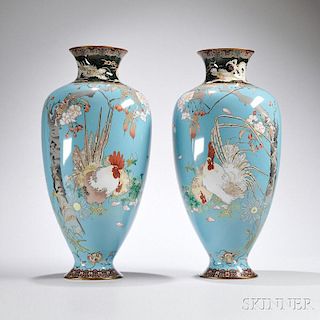 Pair of Large Cloisonne Vases