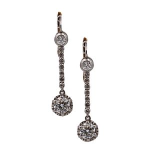 Art Deco Drop Earrings in 18k Gold and Diamonds