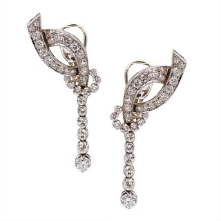 7.50 Carats Diamonds & Platinum Drop Earrings