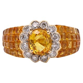 2.54 ctw in Sapphires & Diamonds 18k Gold Ring