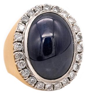Cocktail Ring in 18Kt gold & platinum with 60.87 Ctw in  sapphire & diamonds