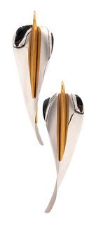 Michael Good Calla Lily drop earrings in platinum and 18 kt gold