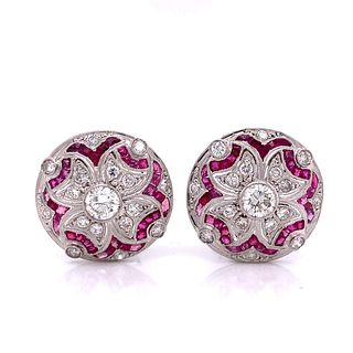 4.70ctw in Rubies & Diamonds Platinum Earrings