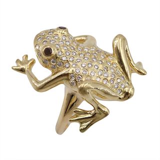 Pave Diamonds Frog 18k Gold Ring