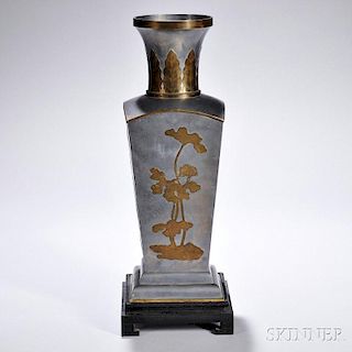 Tall Square Pewter Vase