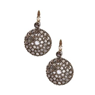 Victorian low Gold and silver Earrings with Diamonds