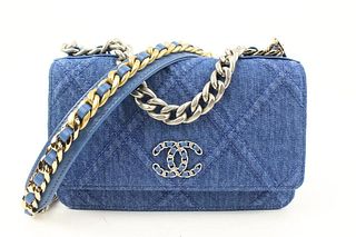 Chanel Mini Rectangular Flap Bag Blue Denim Light Gold Hardware in 2023