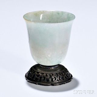 Jadeite Cup on Silverwork Stand