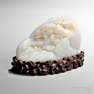 White Jade Carving of Daoist Mountains