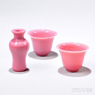 Peking Glass Vase and Wine Cups