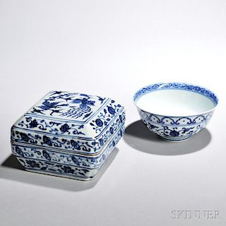 Two Blue and White Porcelain Items