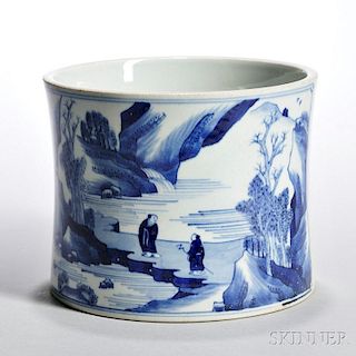Blue and White Bitong   Brush Pot