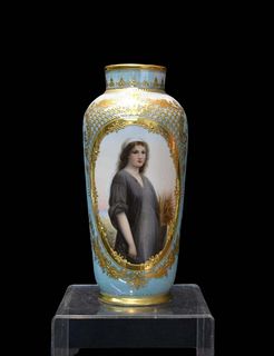 19th C. Royal Vienna "Ruth" Porcelain Vase