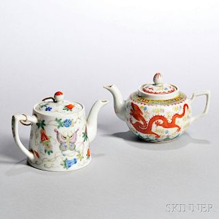 Two Famille Rose Teapots