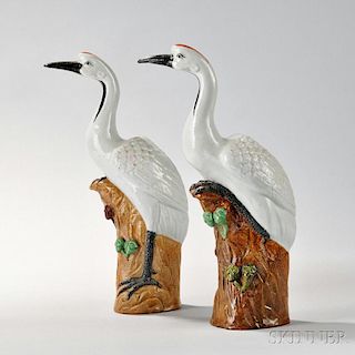 Pair of Porcelain Figures of Cranes