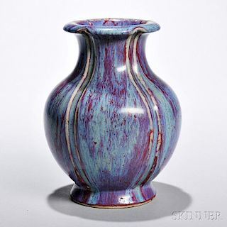Mottled Flambe-glazed Floral Vase