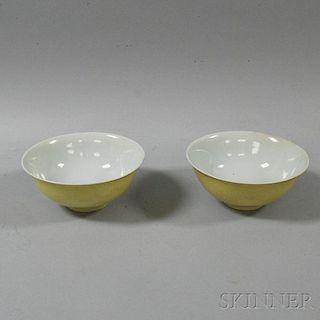 Pair of Yellow-glazed Bowls