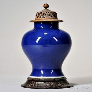 Cobalt Blue-glazed Porcelain Jar