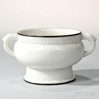 White-glazed Stem Bowl with Two Handles