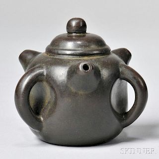 Yixing Teapot with Three Spouts and Handles
