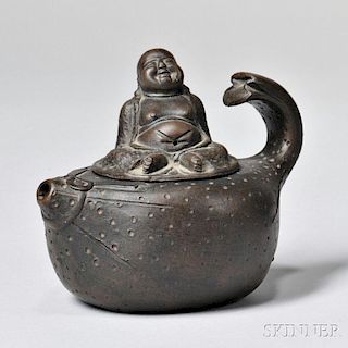 Yixing Teapot with Carved Budai Finial