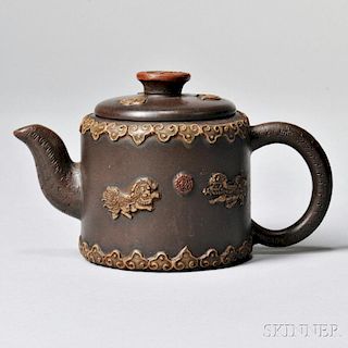 Yixing Teapot with Raised Lion Design