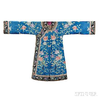 Woman's Blue Embroidered Robe