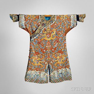Chestnut Embroidered Silk Formal Court Dragon Robe, Chifu